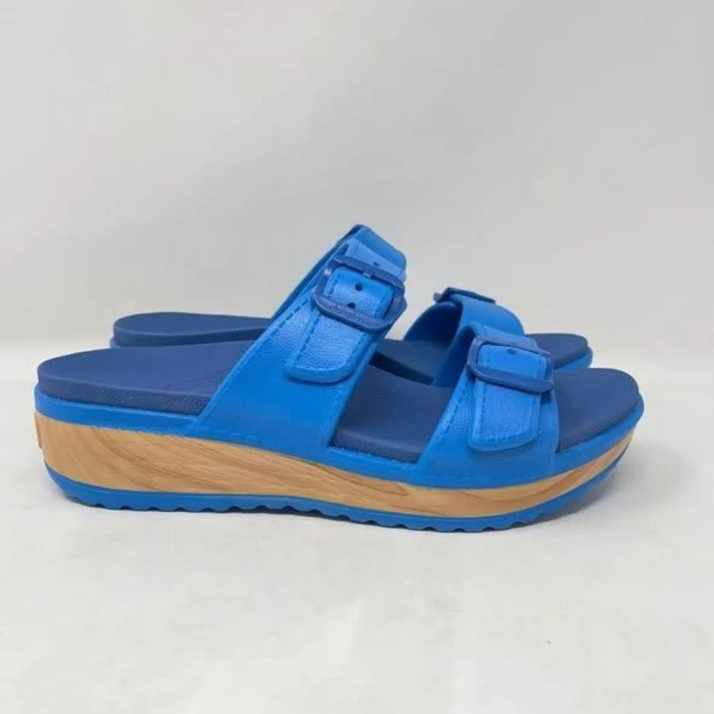 Dansko Kandi Comfort Wedge Sandals Womens 40 Blue Molded EVA Comfort 2-Strap